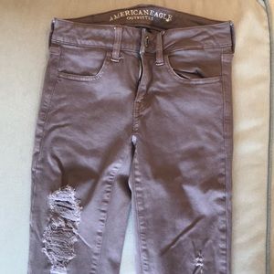 Mauve American Eagle Distressed Jeggings